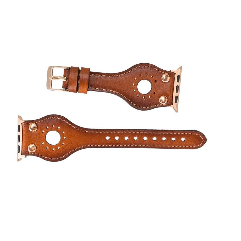 Ronda Leather Apple Watch Band with Rose Gold Trok