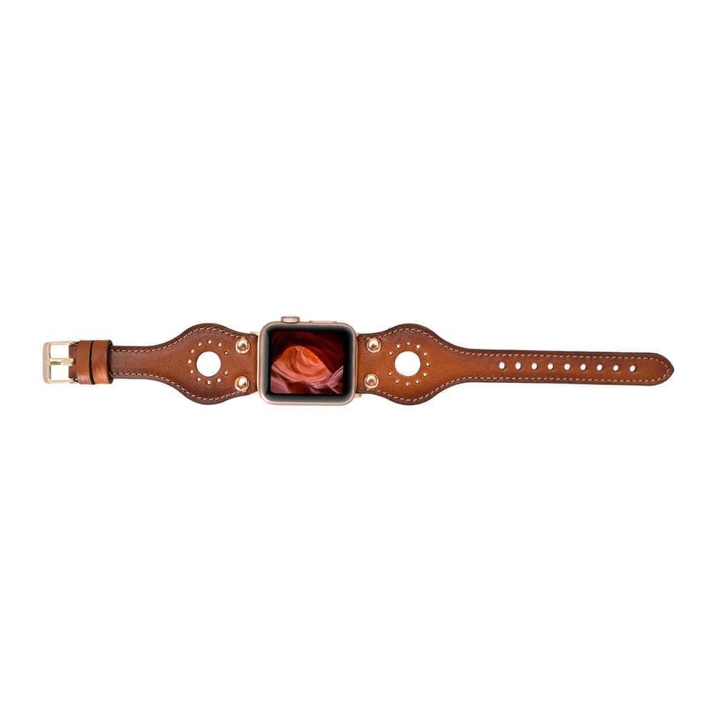 Ronda Leather Apple Watch Band with Rose Gold Trok