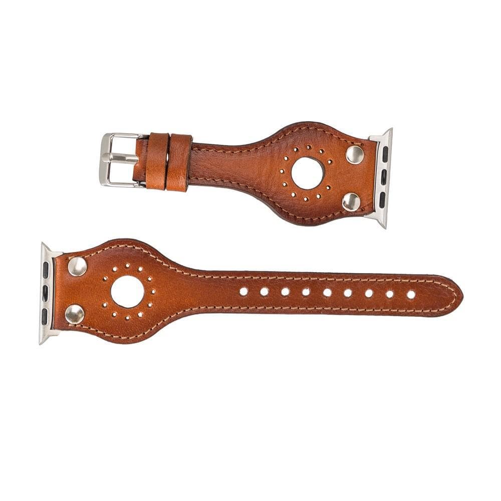 Ronda Leather Apple Watch Band with Silver Trok