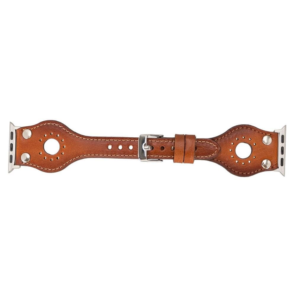 Ronda Leather Apple Watch Band with Silver Trok
