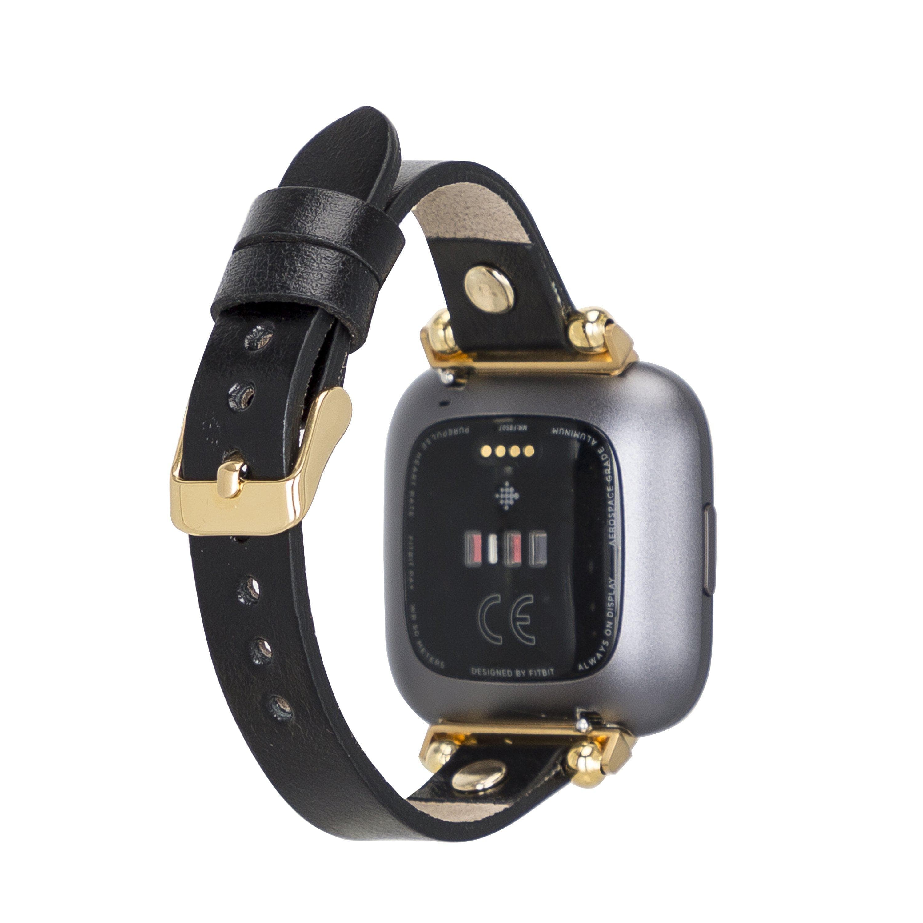 Ferro Leather Fitbit Watch Band with Gold Trok
