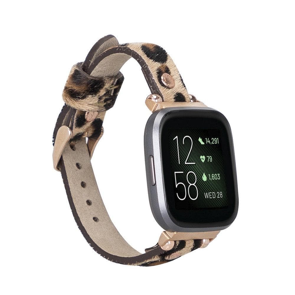 Ferro Leather Fitbit Watch Band with Rose Gold Trok