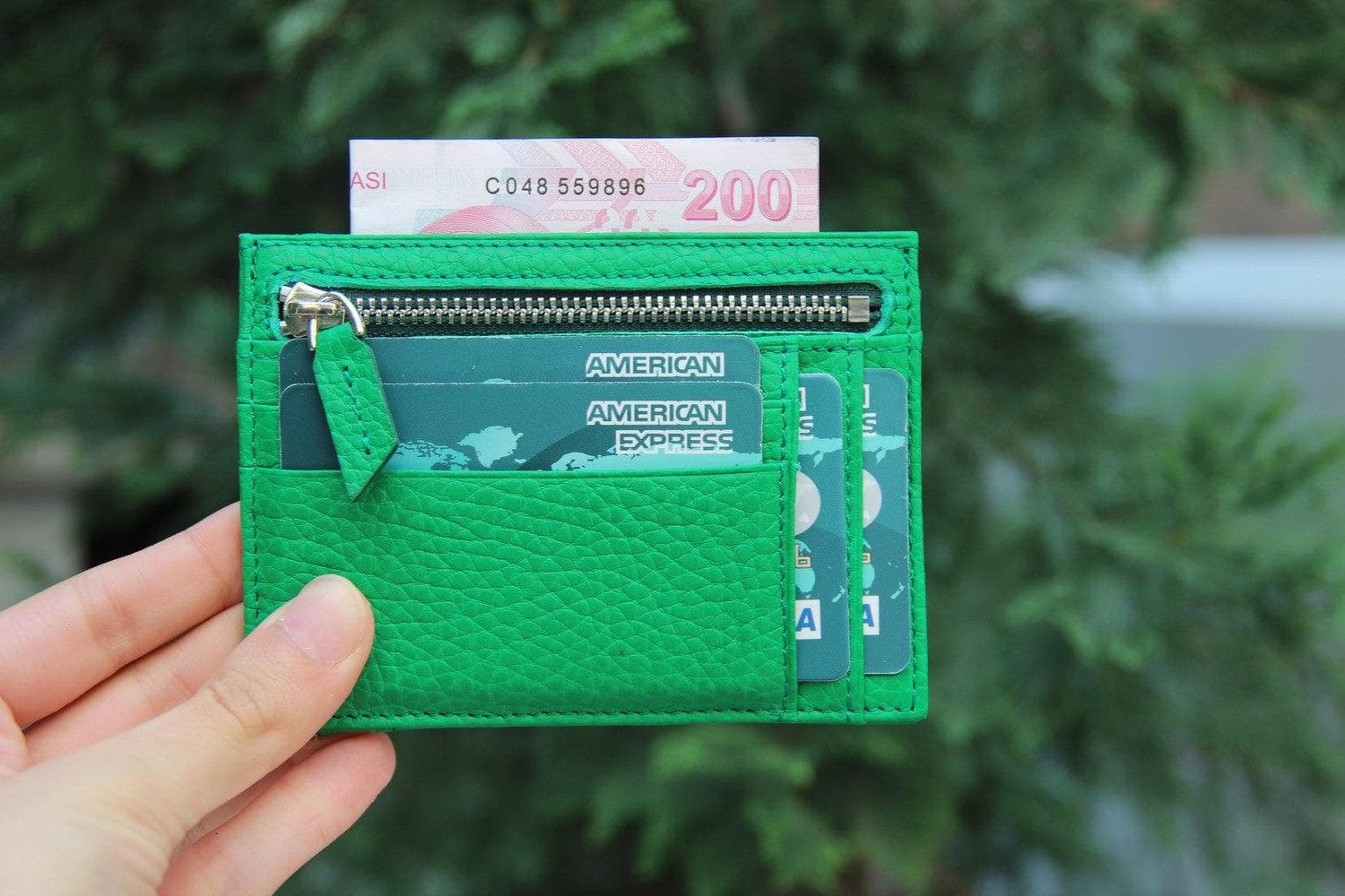 Zip Card Leather Holder