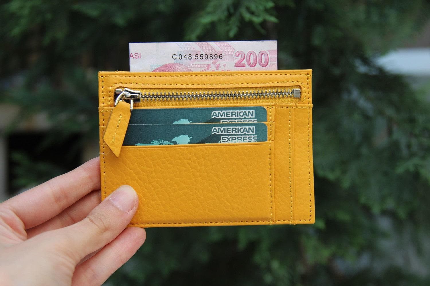 Zip Card Leather Holder