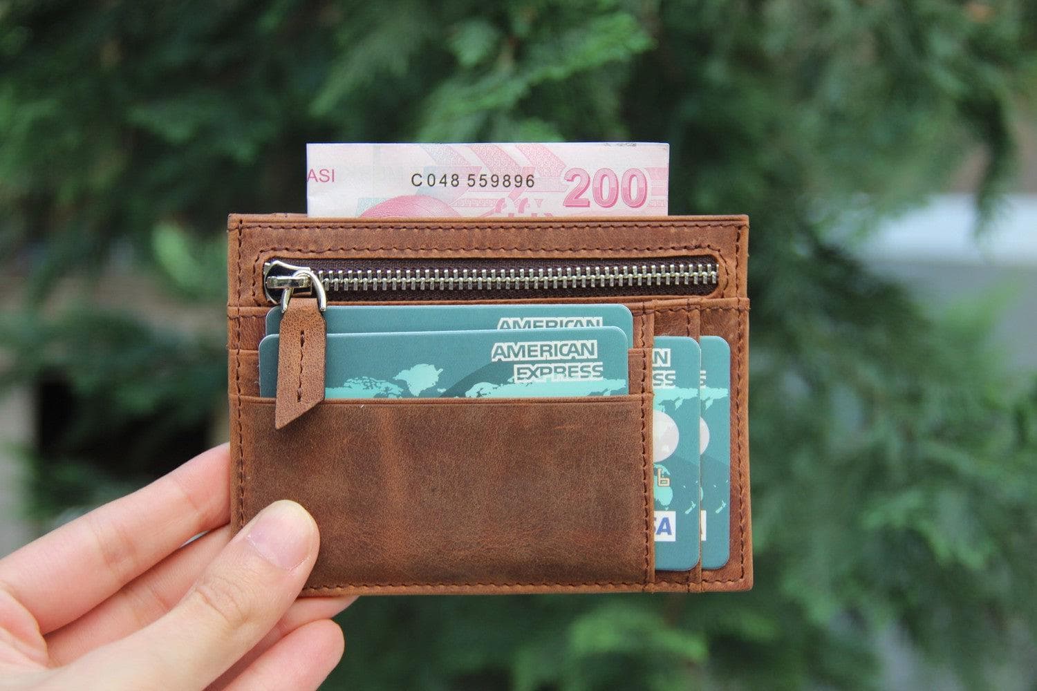 Zip Card Leather Holder