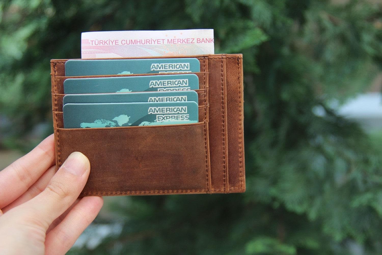 Zip Card Leather Holder