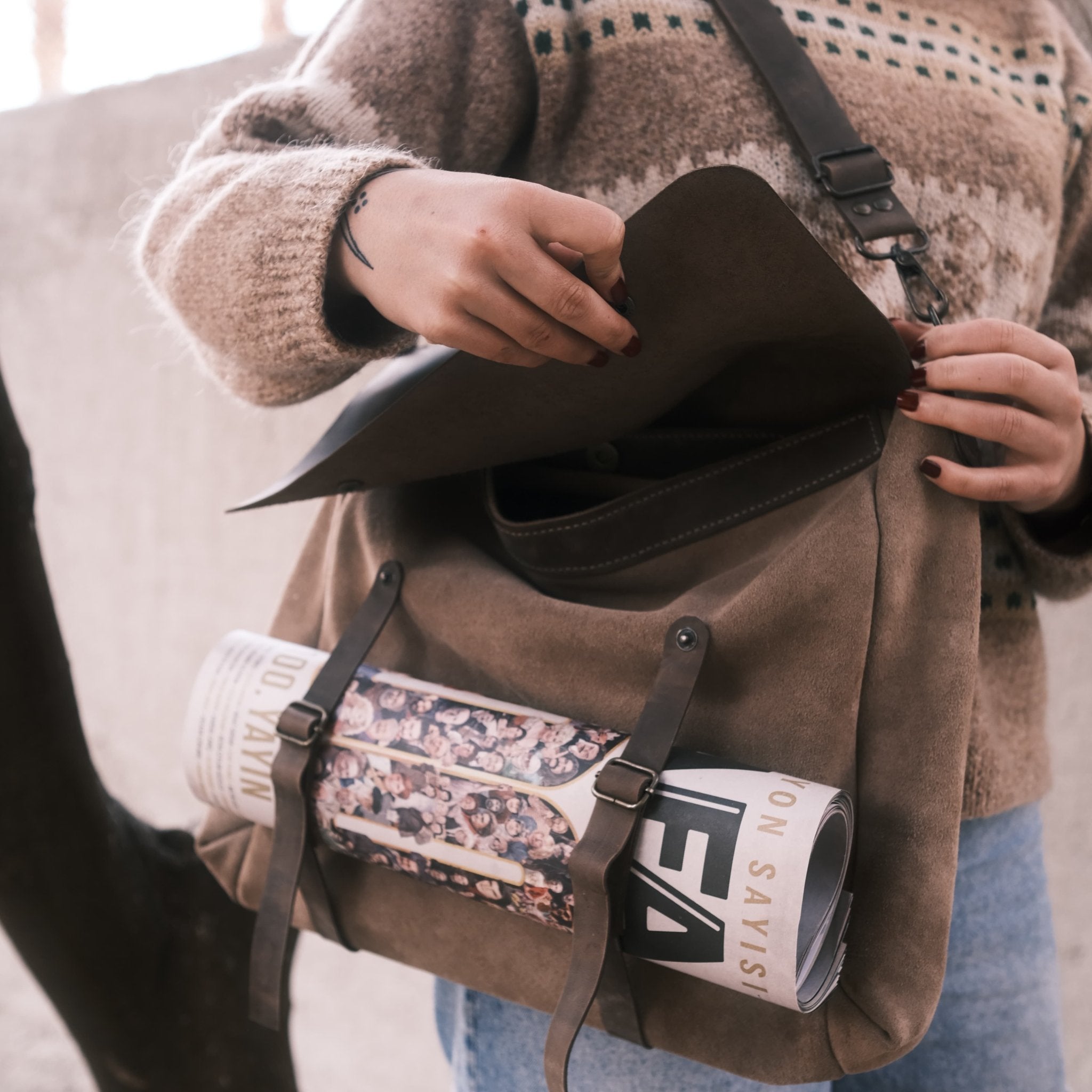 Suede Leather Bag   Unique Gift Ideas   Boyfriend Gift   Girlfriend Gift   Father Gift