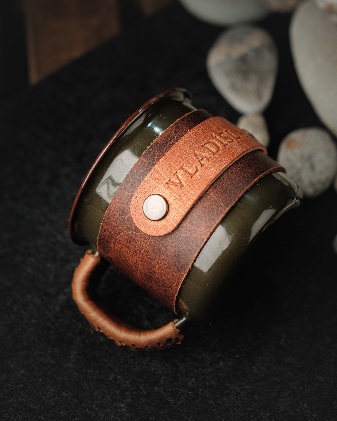 Client thank-you gestures Enamel Shot Mugs 100ml Leather Wrapped - Unique Ideas