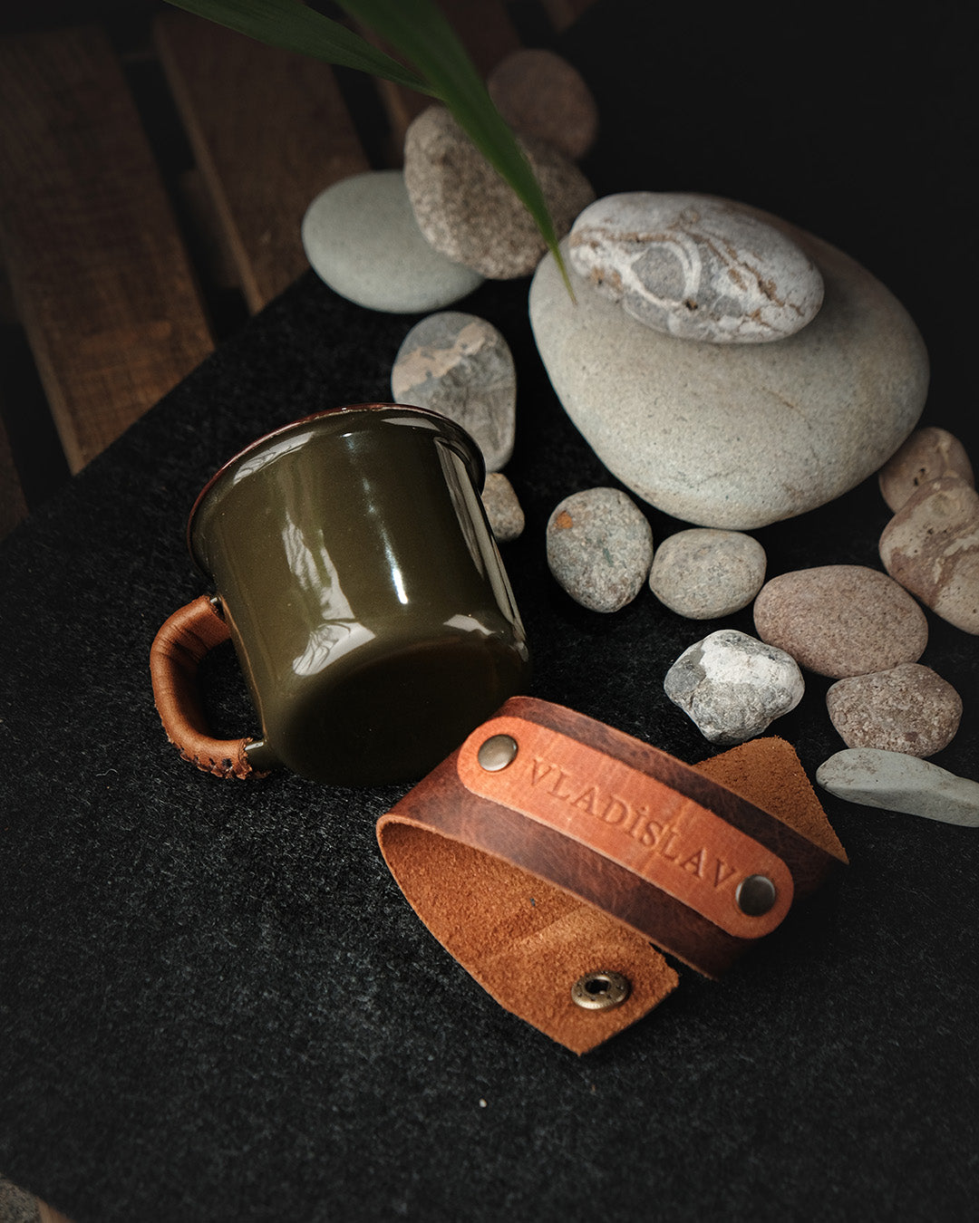Client thank-you gestures Enamel Shot Mugs 100ml Leather Wrapped - Unique Ideas