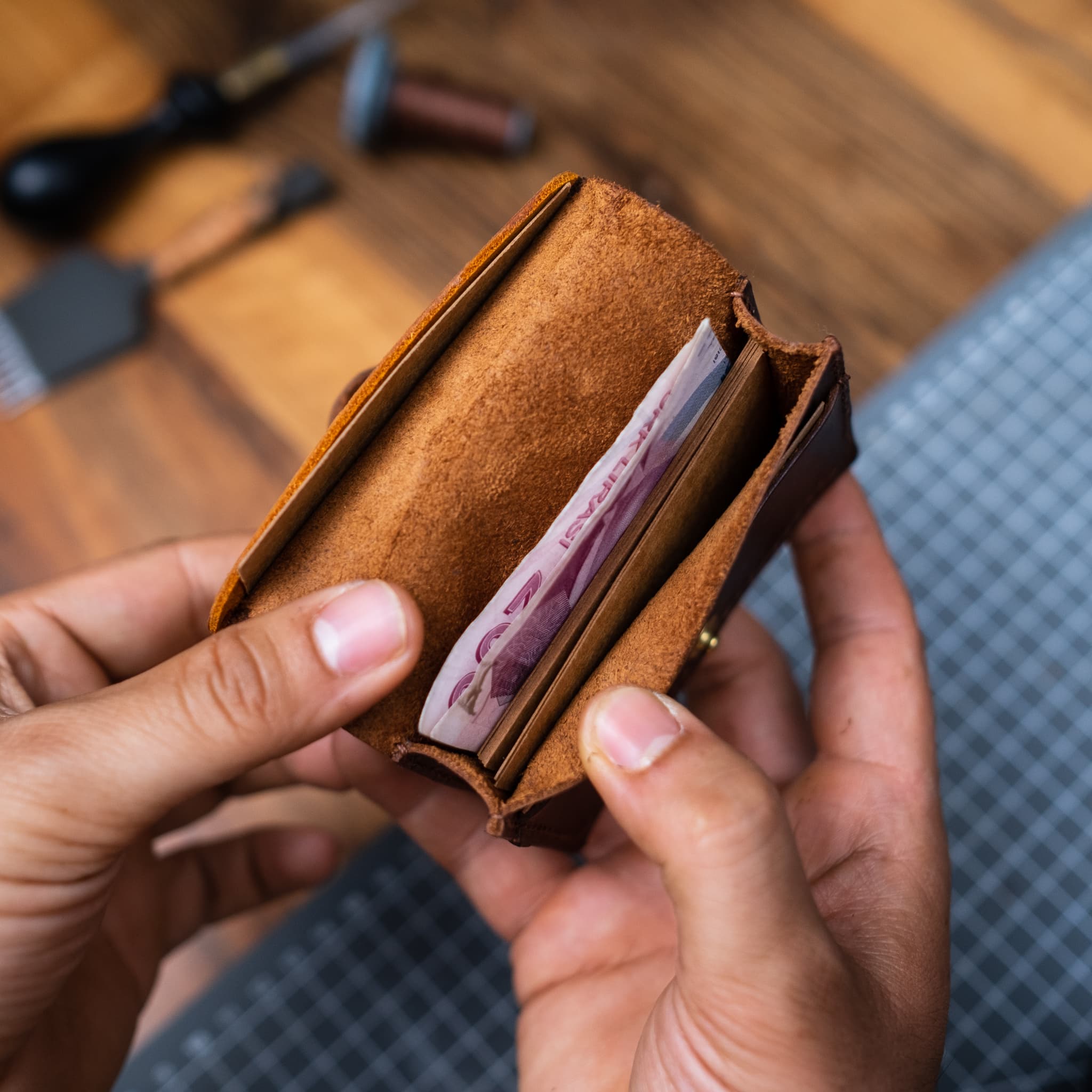Mini Palm Leather Wallet Little Brother In Law   Unique Gift Ideas   Boyfriend Gift   Girlfriend Gift   Father Gift