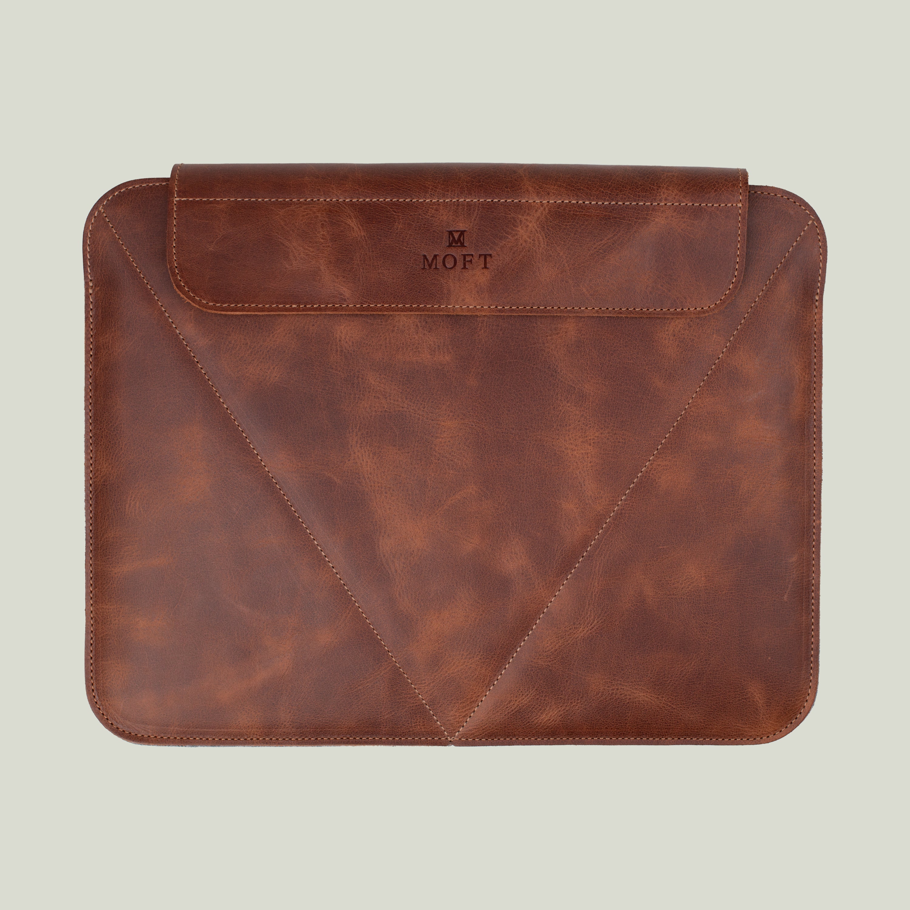 Genuine Leather Covered Laptop Case Brown