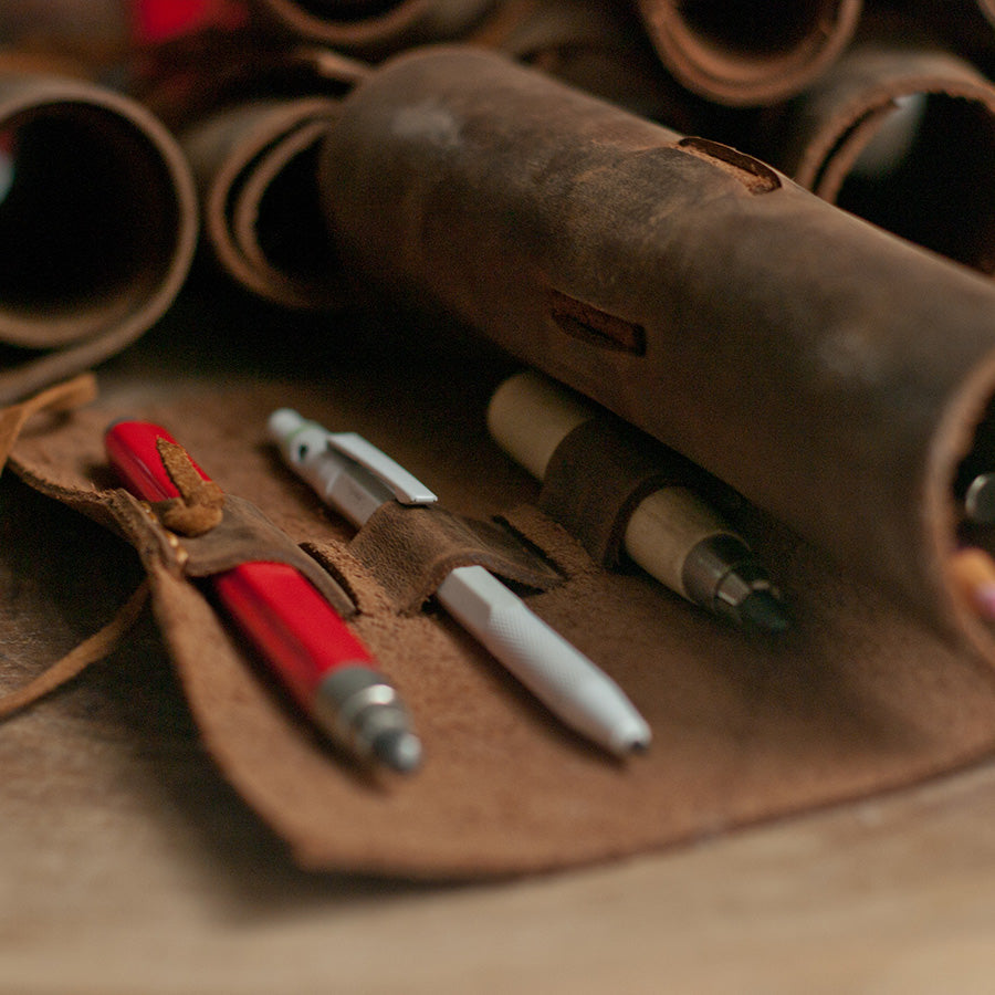 Leather Roll Pen Holder