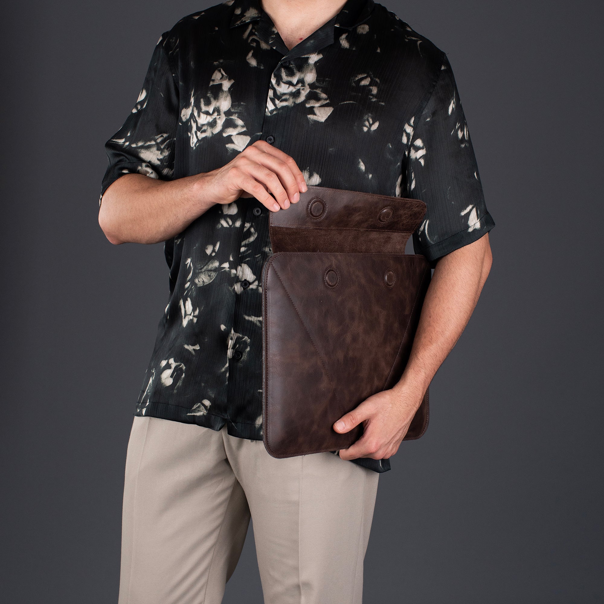 Genuine Leather Laptop Case Brown
