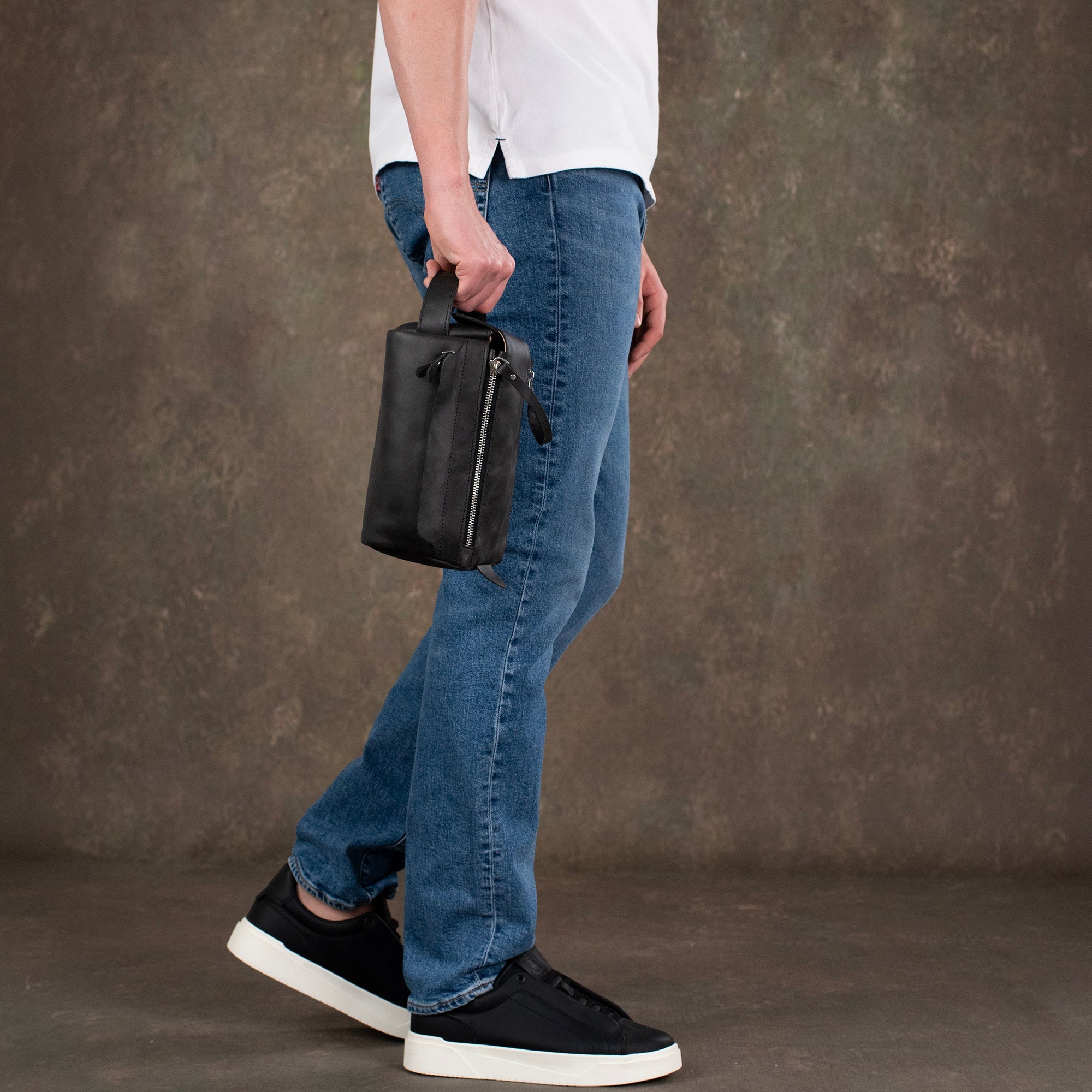 Genuine Leather Dopp Kit Anthracite