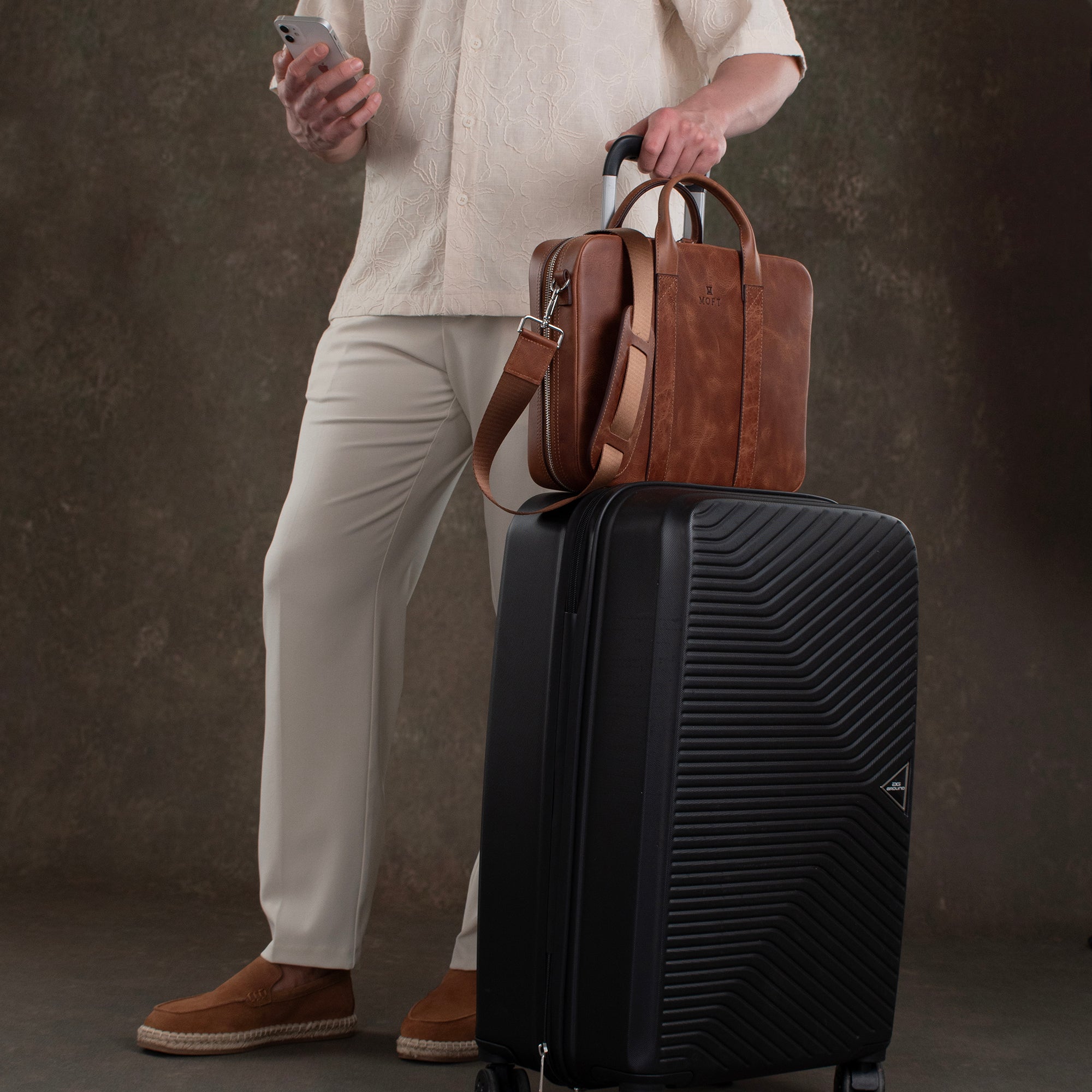 Genuine Leather Prime Organizer Laptop Bag Brown