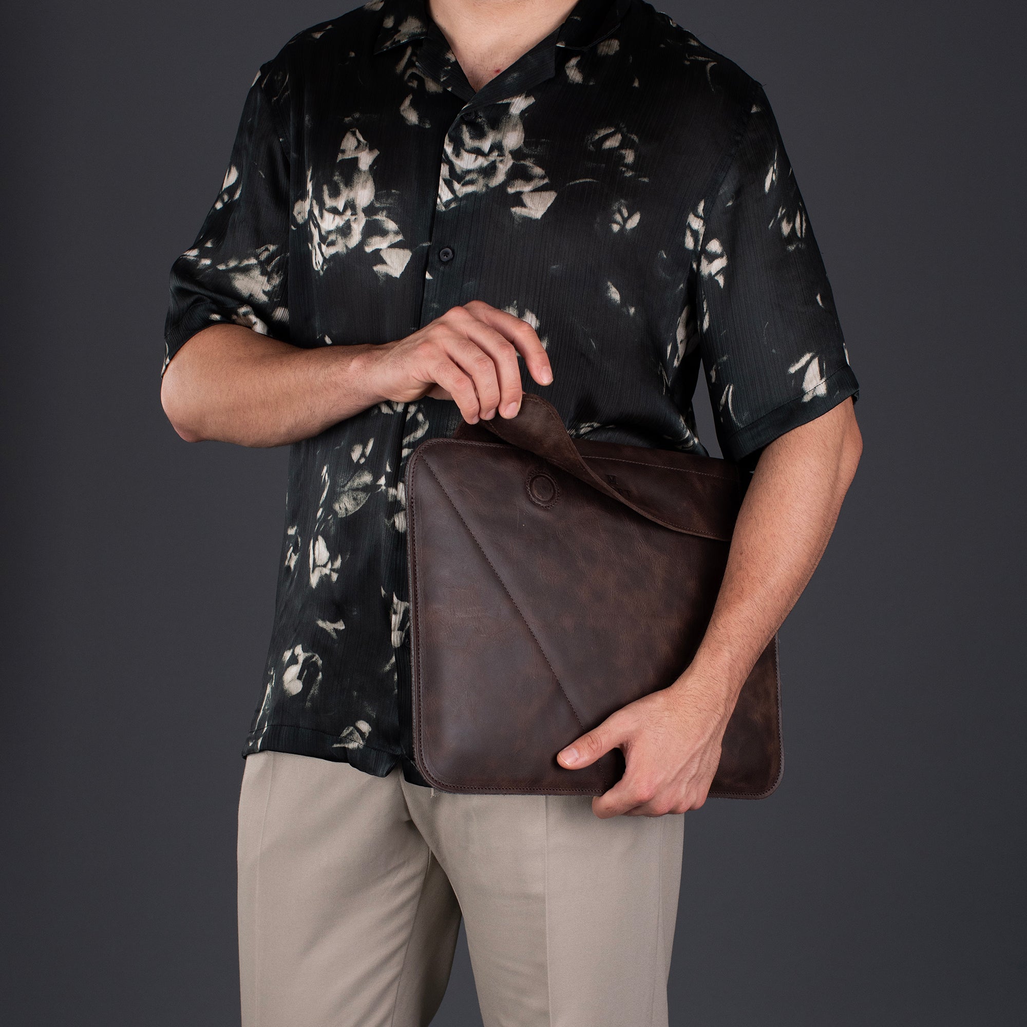 Genuine Leather Laptop Case Brown