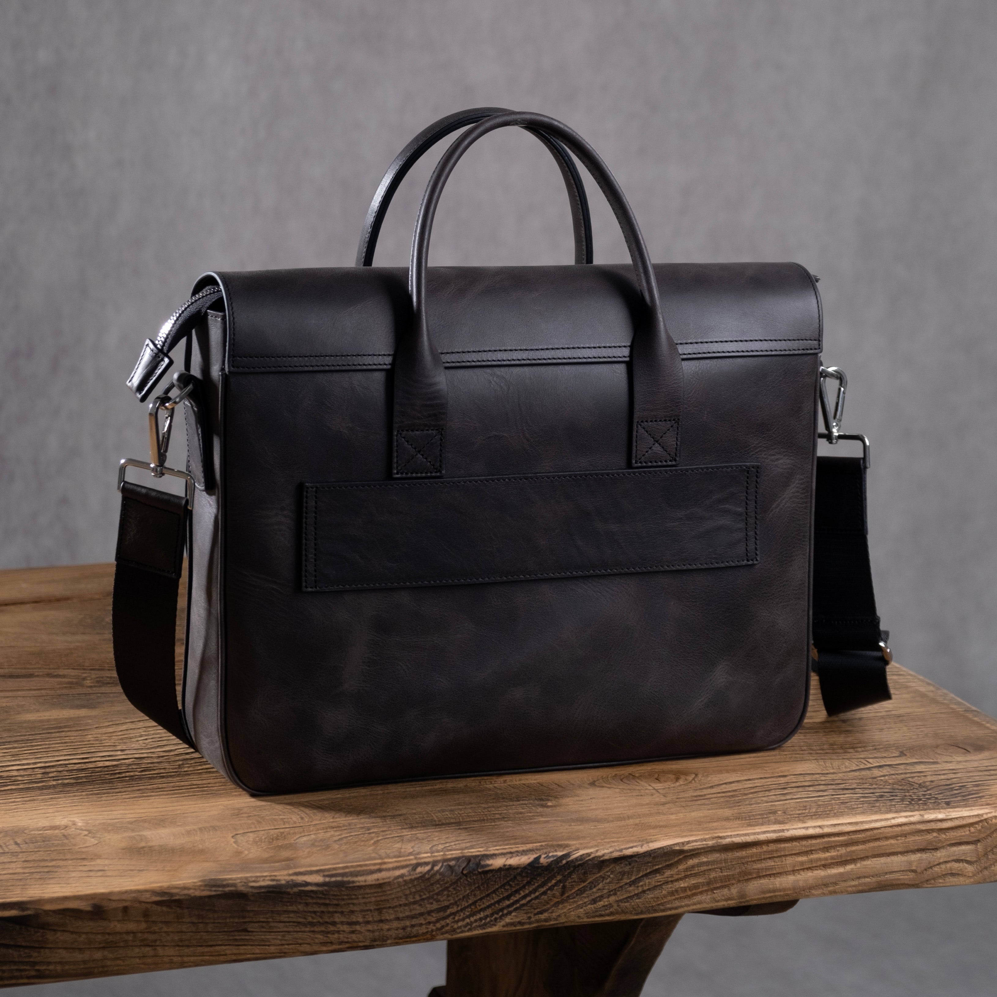 Genuine Leather Meandros Laptop Bag Anthracite