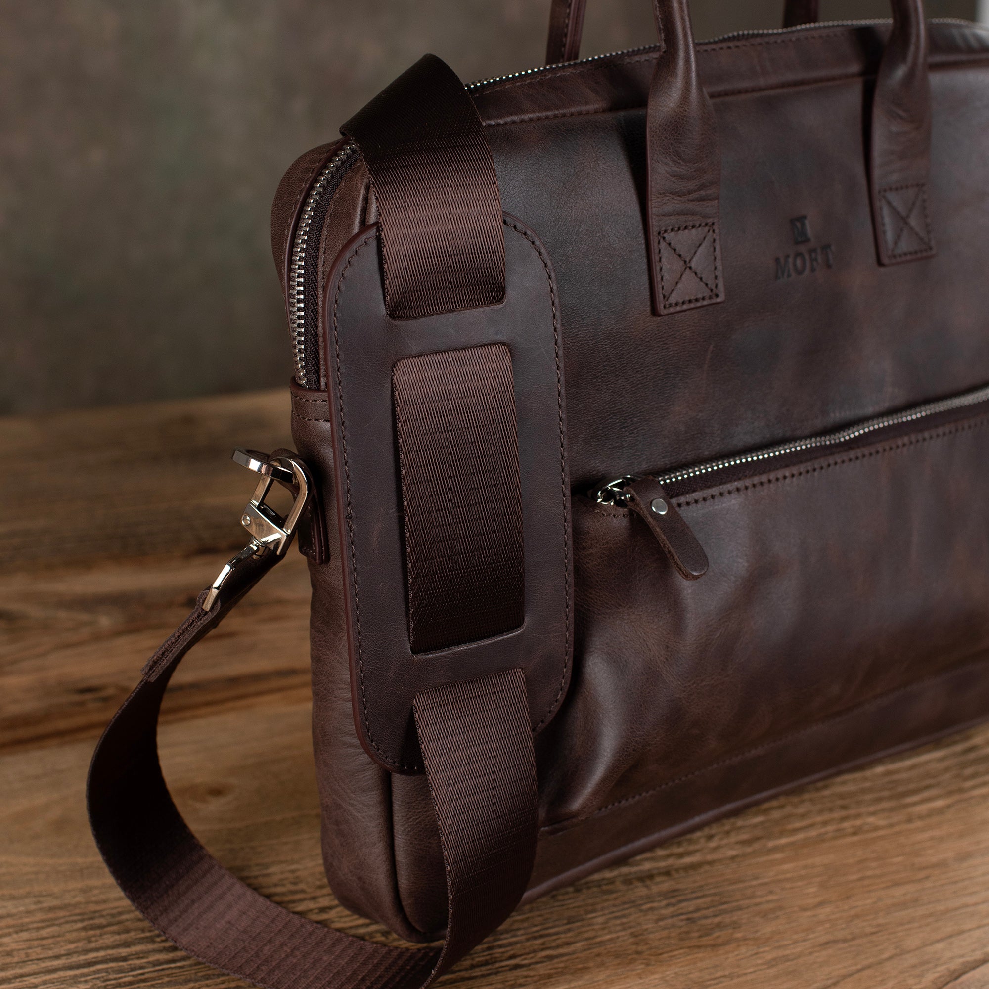 Genuine Leather Designer Briefcase Brown