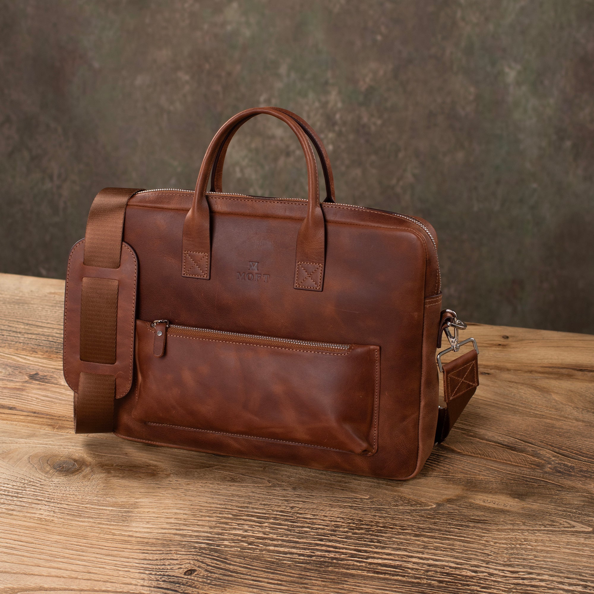 Genuine Leather Designer Briefcase Brown