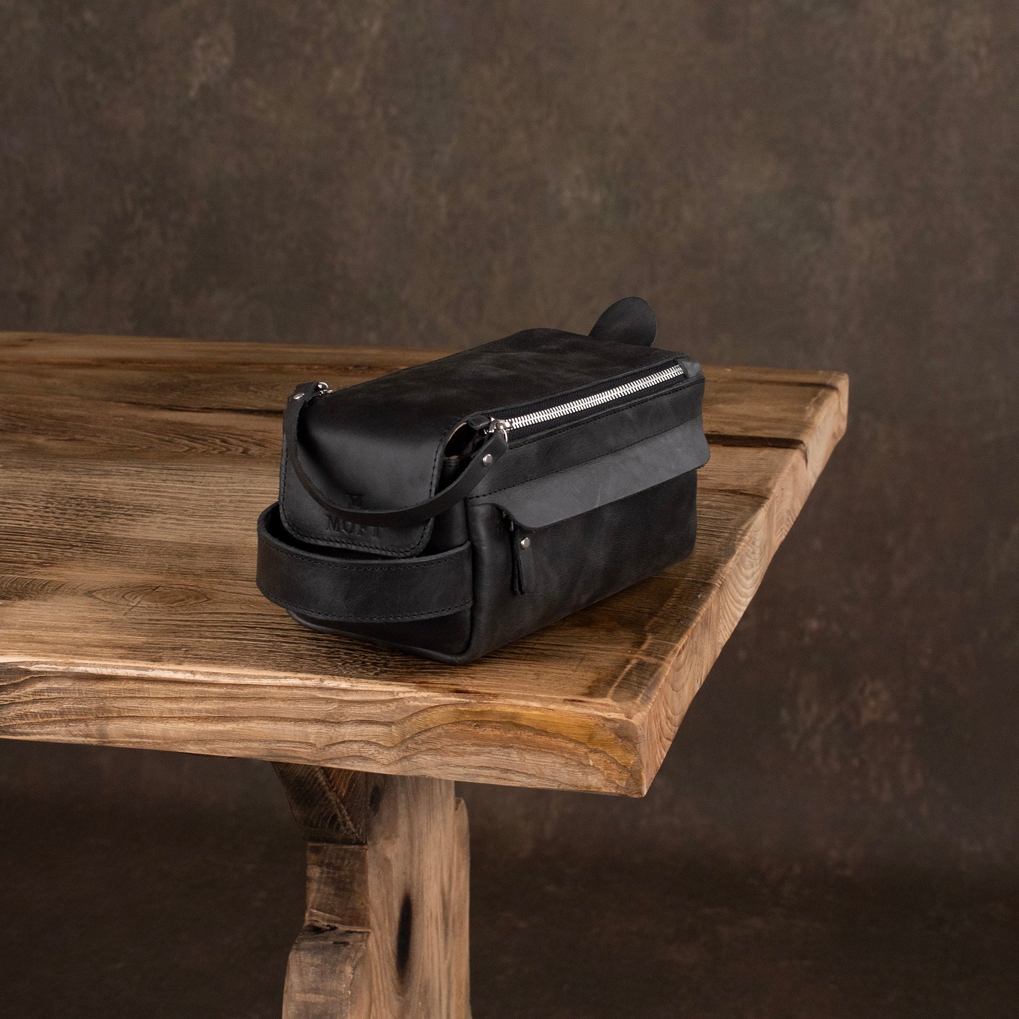Genuine Leather Dopp Kit Anthracite