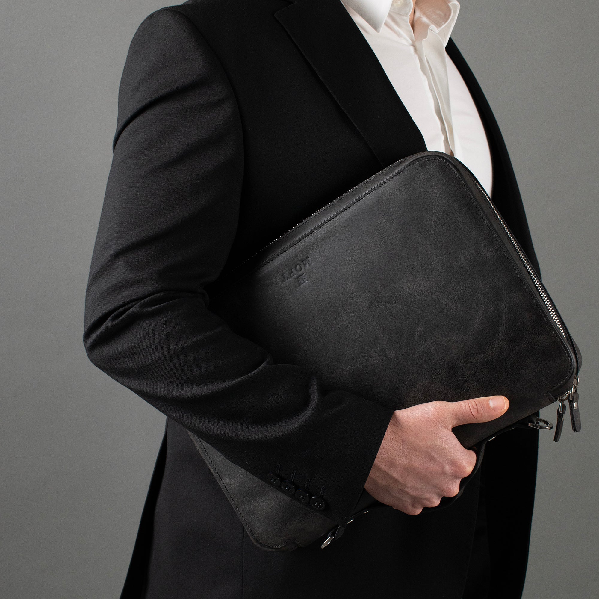 Genuine Leather 14" SlimBag Organizer MacBook Bag Anthracite