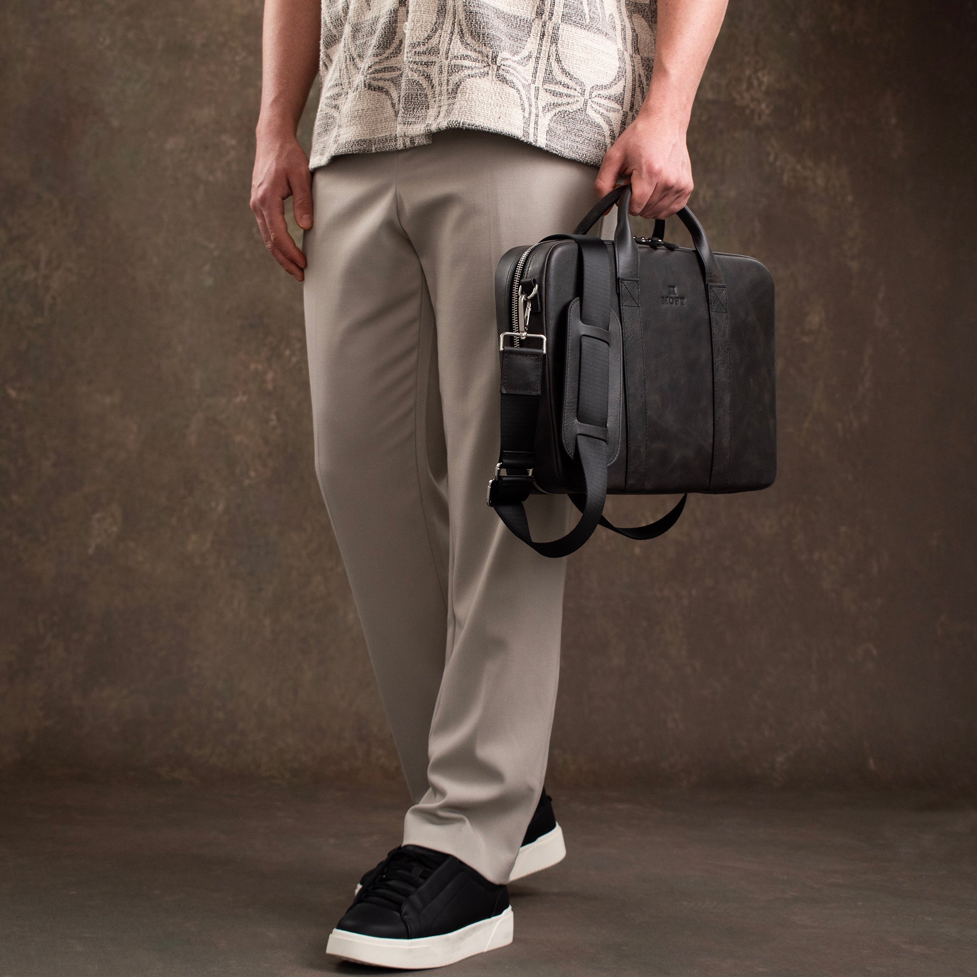 Genuine Leather Prime Organizer Laptop Bag Anthracite
