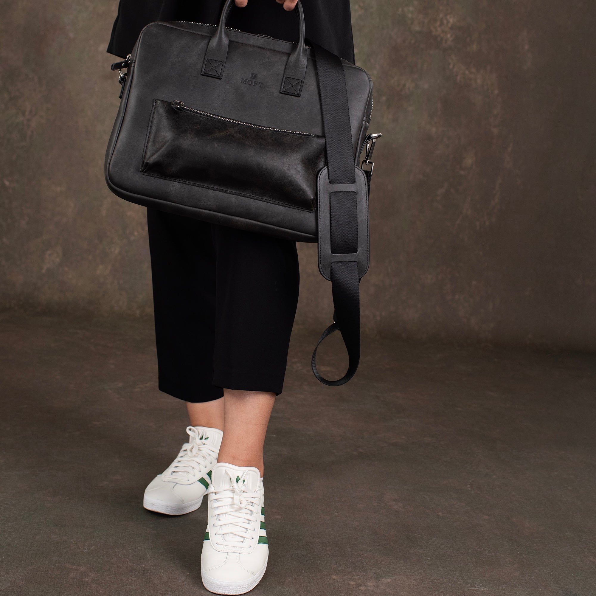 Genuine Leather Designer Briefcase Anthracite