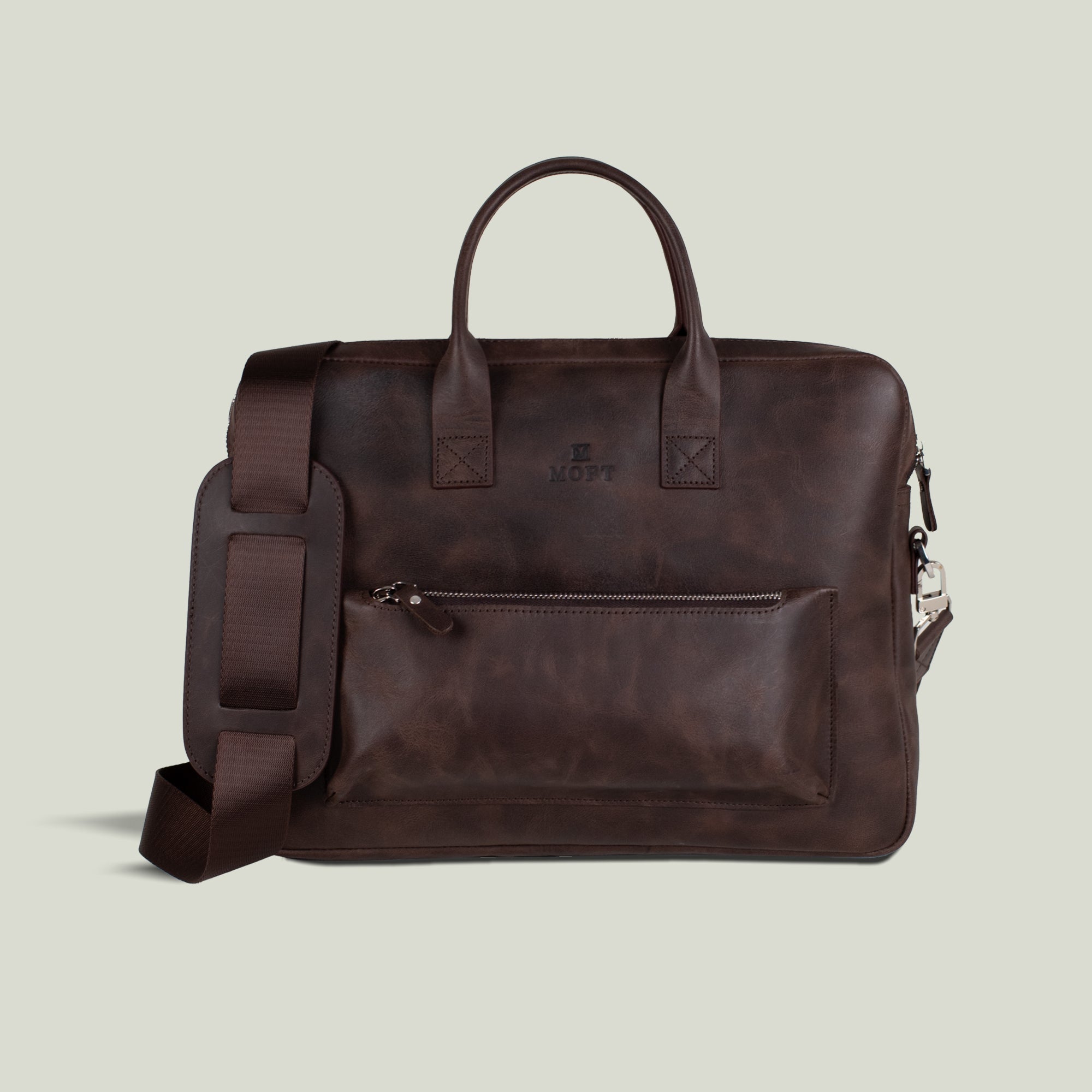 Genuine Leather Designer Briefcase Brown