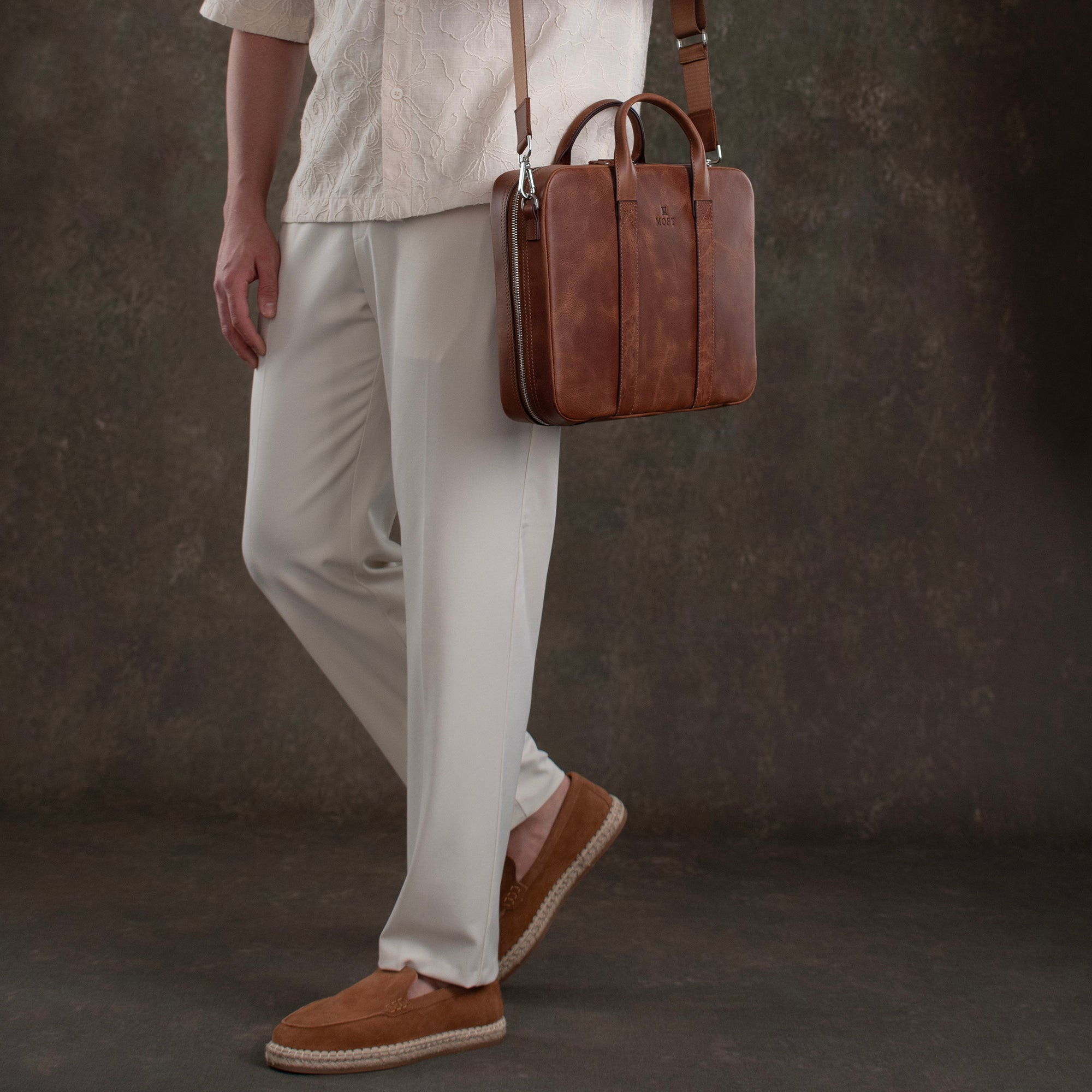Genuine Leather Prime Organizer Laptop Bag Brown