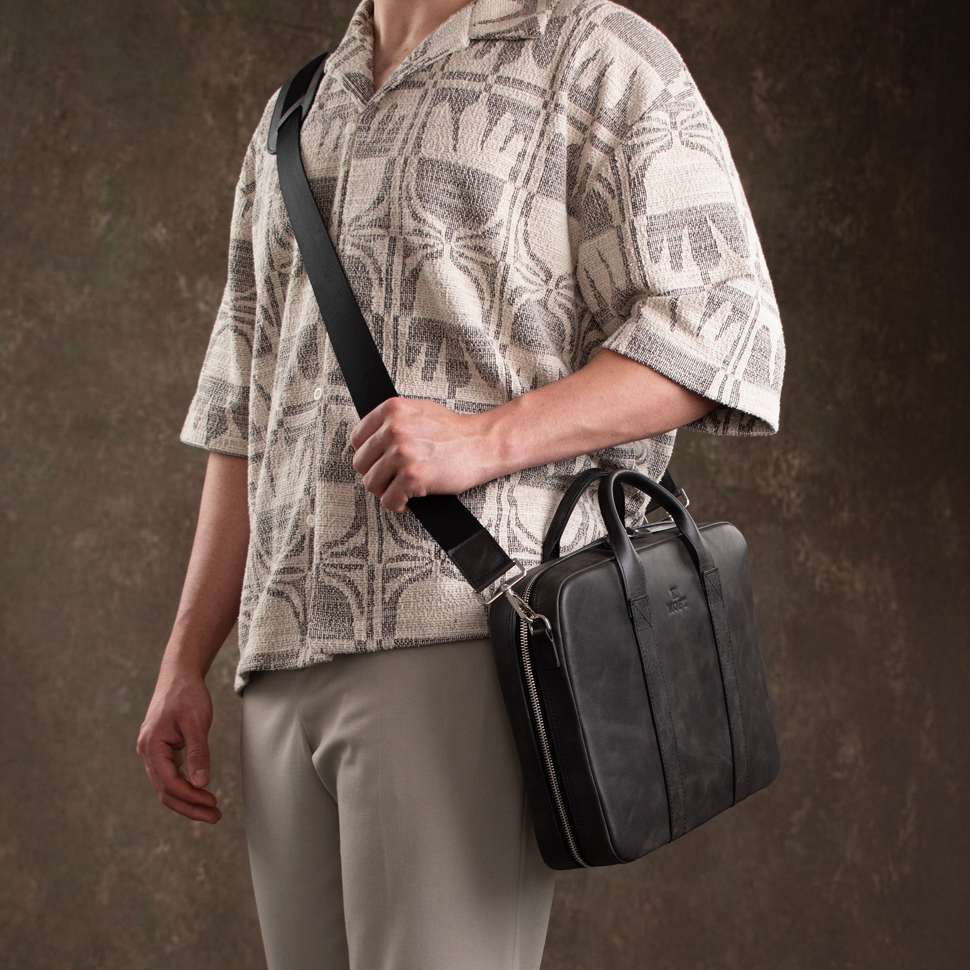 Genuine Leather Prime Organizer Laptop Bag Anthracite