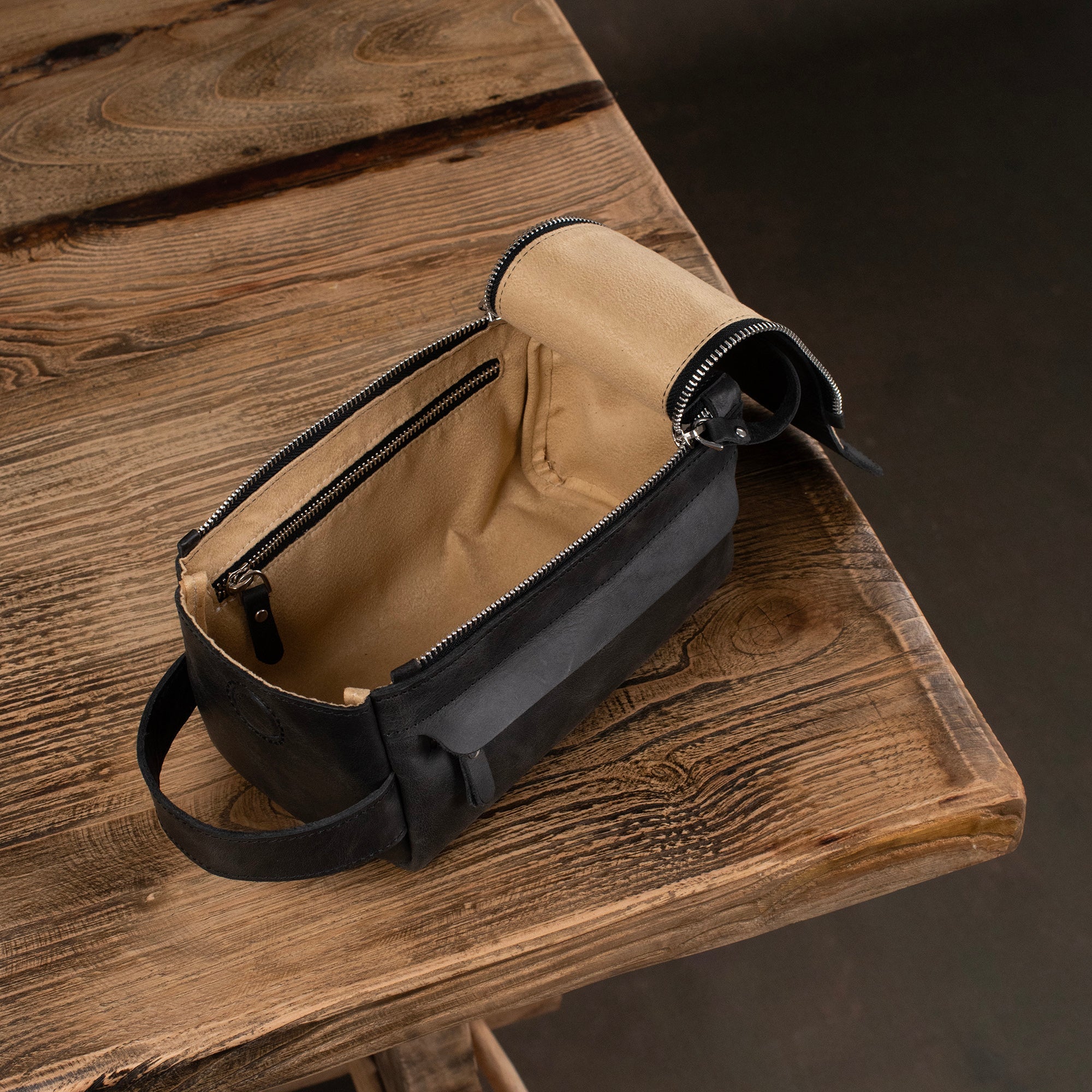Genuine Leather Dopp Kit Anthracite