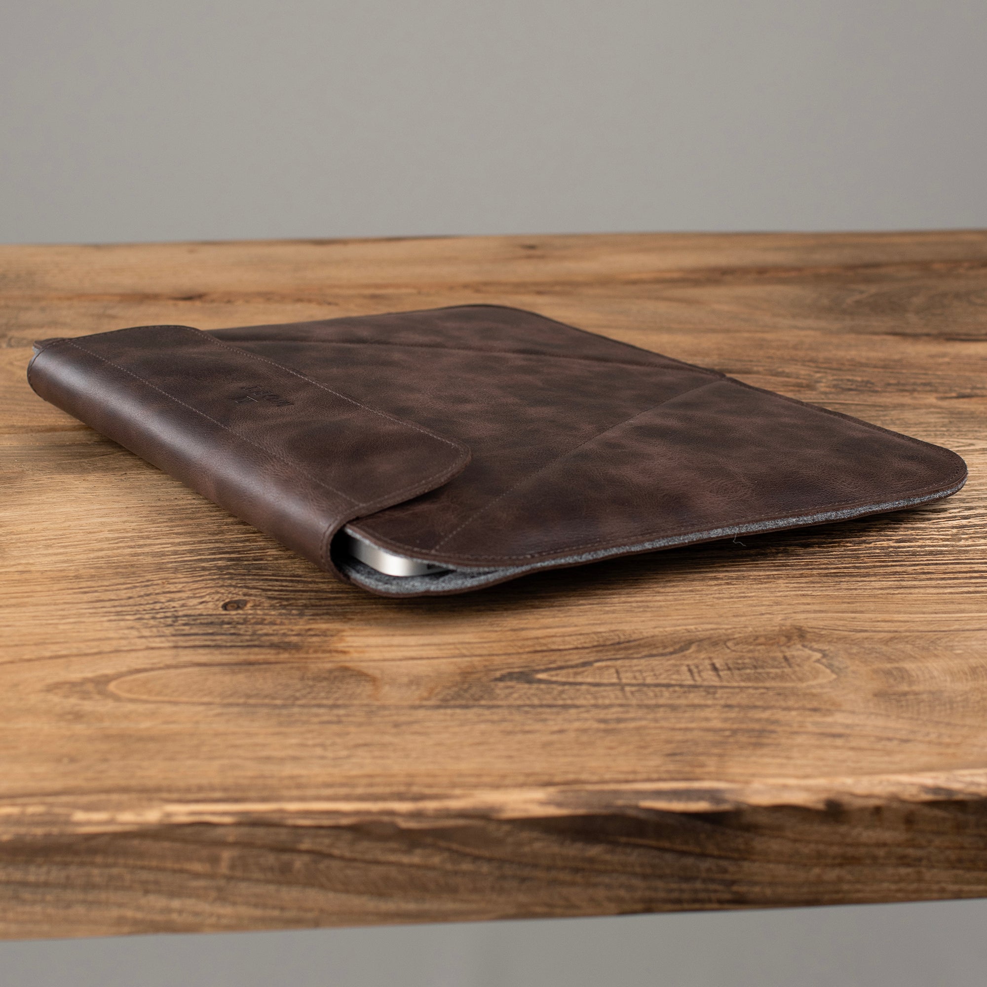 Genuine Leather Laptop Case Brown
