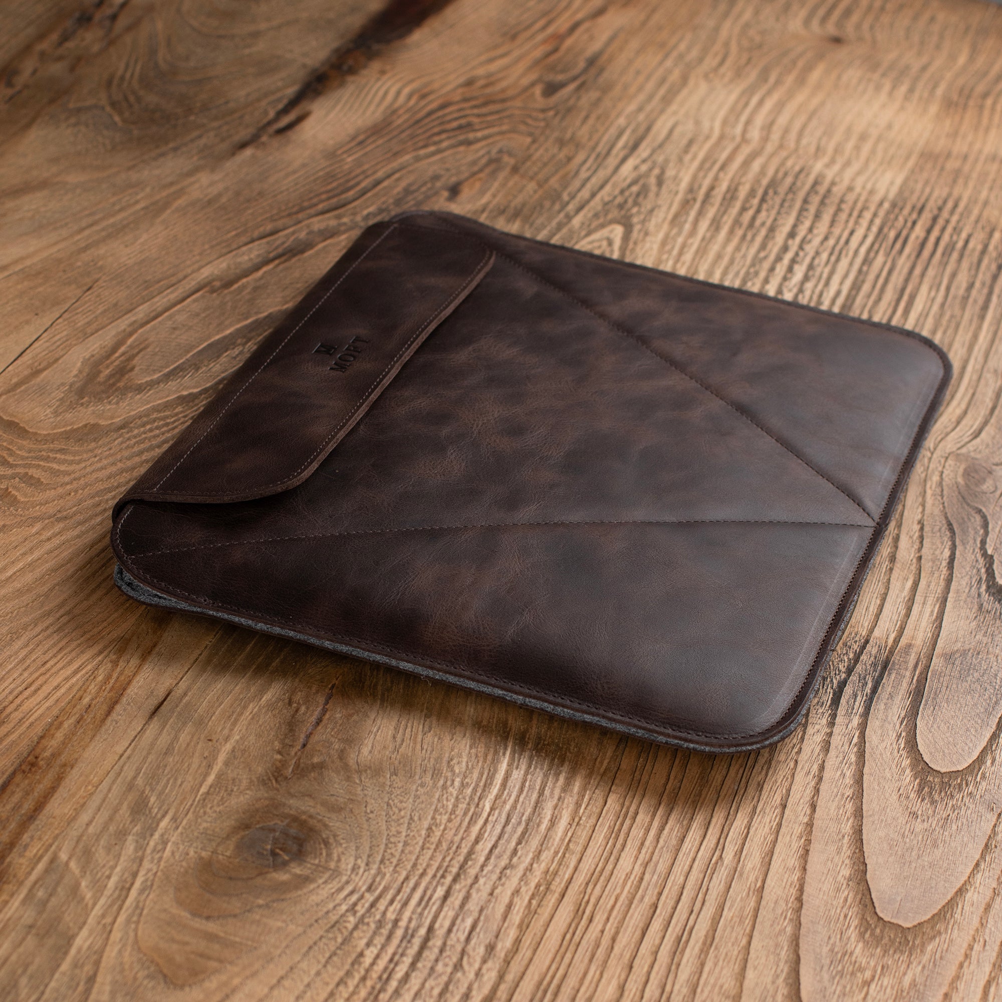 Genuine Leather Laptop Case Brown