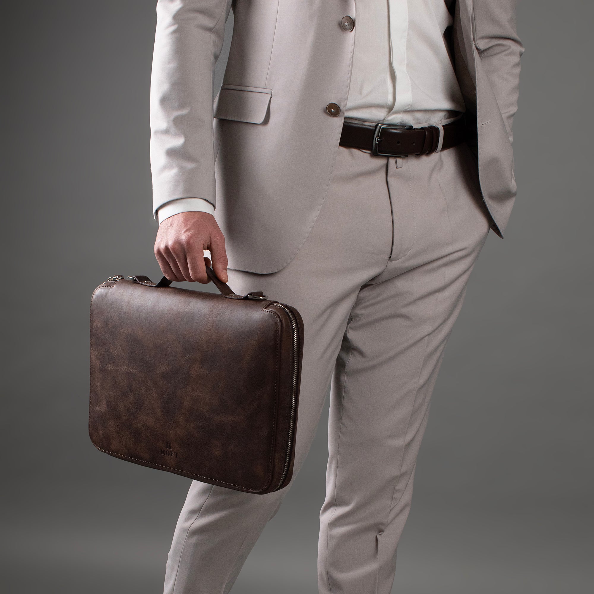 Genuine Leather 14" SlimBag Organizer MacBook Bag Brown