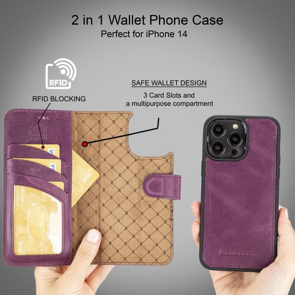 Magic iPhone 14 Pro Max Darker Color Leather Detachable Wallet Case
