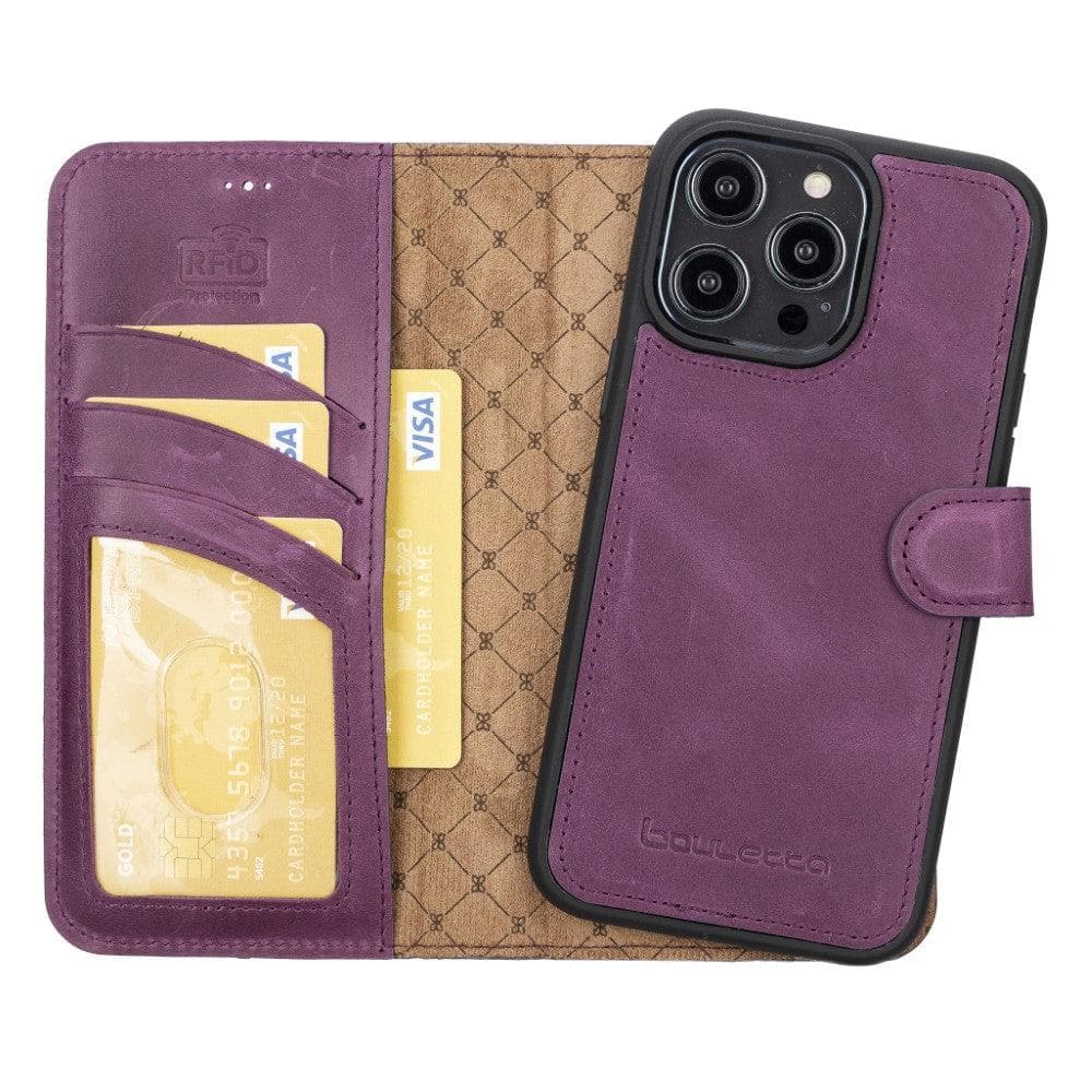 Magic iPhone 14 Pro Max Darker Color Leather Detachable Wallet Case
