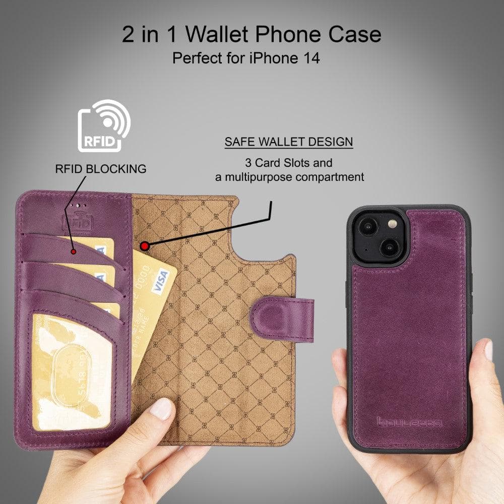 Magic iPhone 14 Pro Max Darker Color Leather Detachable Wallet Case