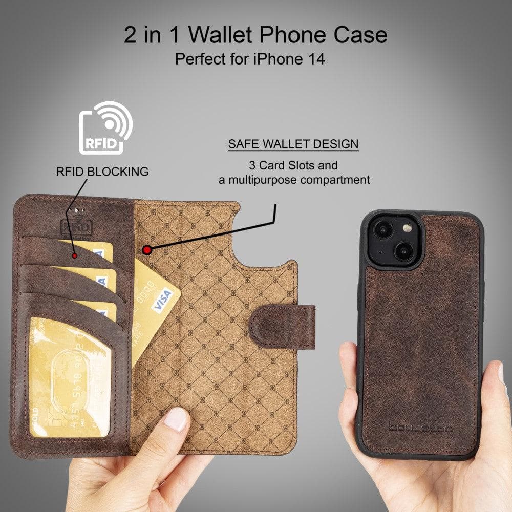 Magic iPhone 14 Pro Max Darker Color Leather Detachable Wallet Case
