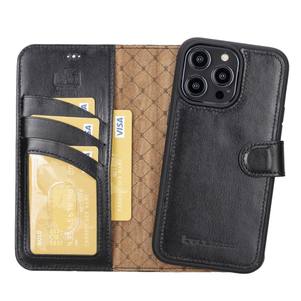 Magic iPhone 14 Pro Max Darker Color Leather Detachable Wallet Case