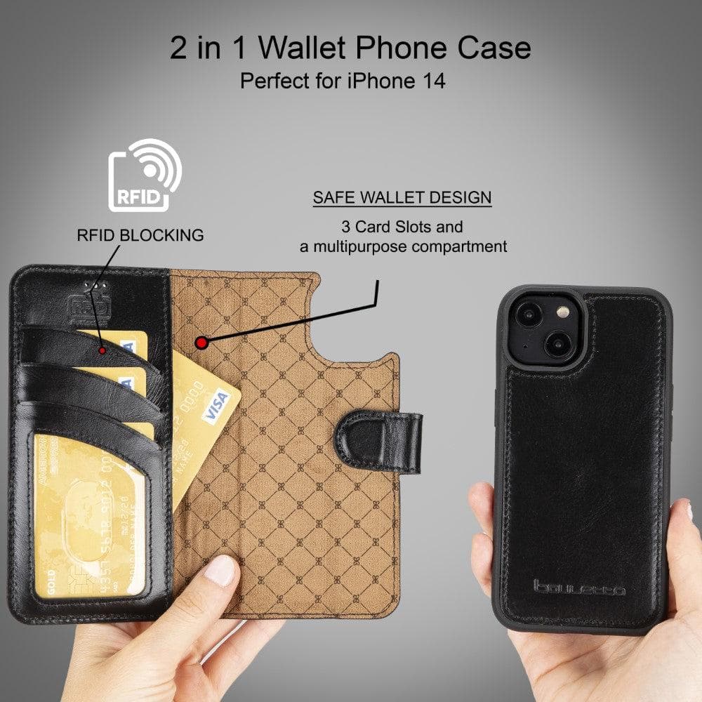 Magic iPhone 14 Pro Max Darker Color Leather Detachable Wallet Case