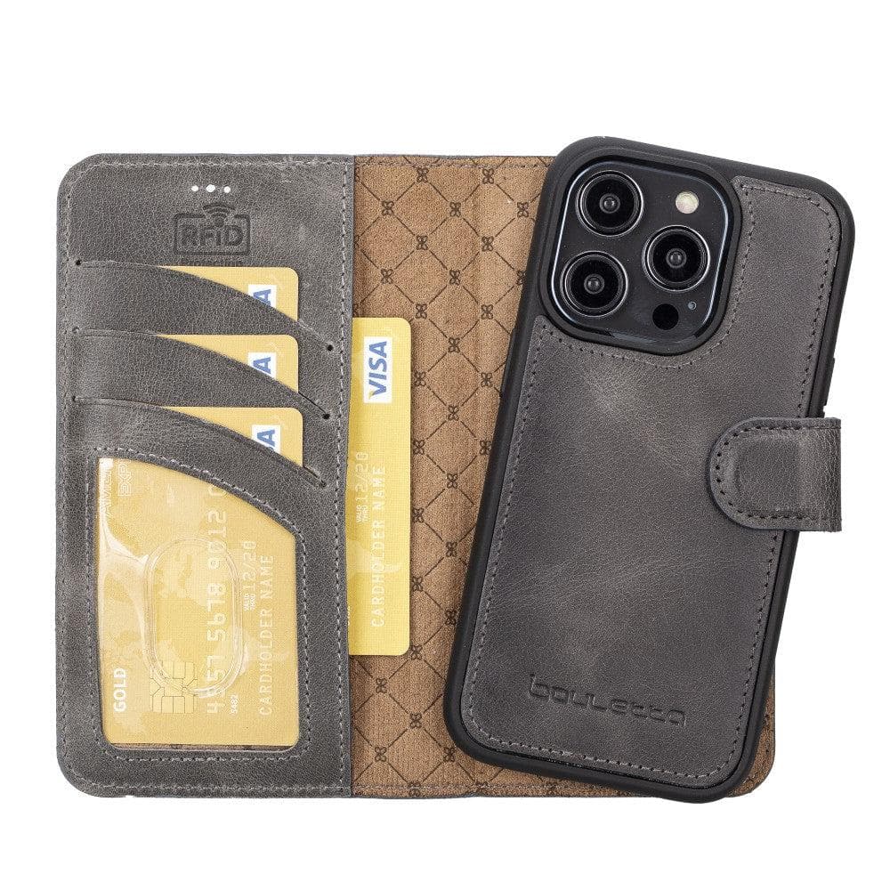 Magic iPhone 14 Pro Max Darker Color Leather Detachable Wallet Case