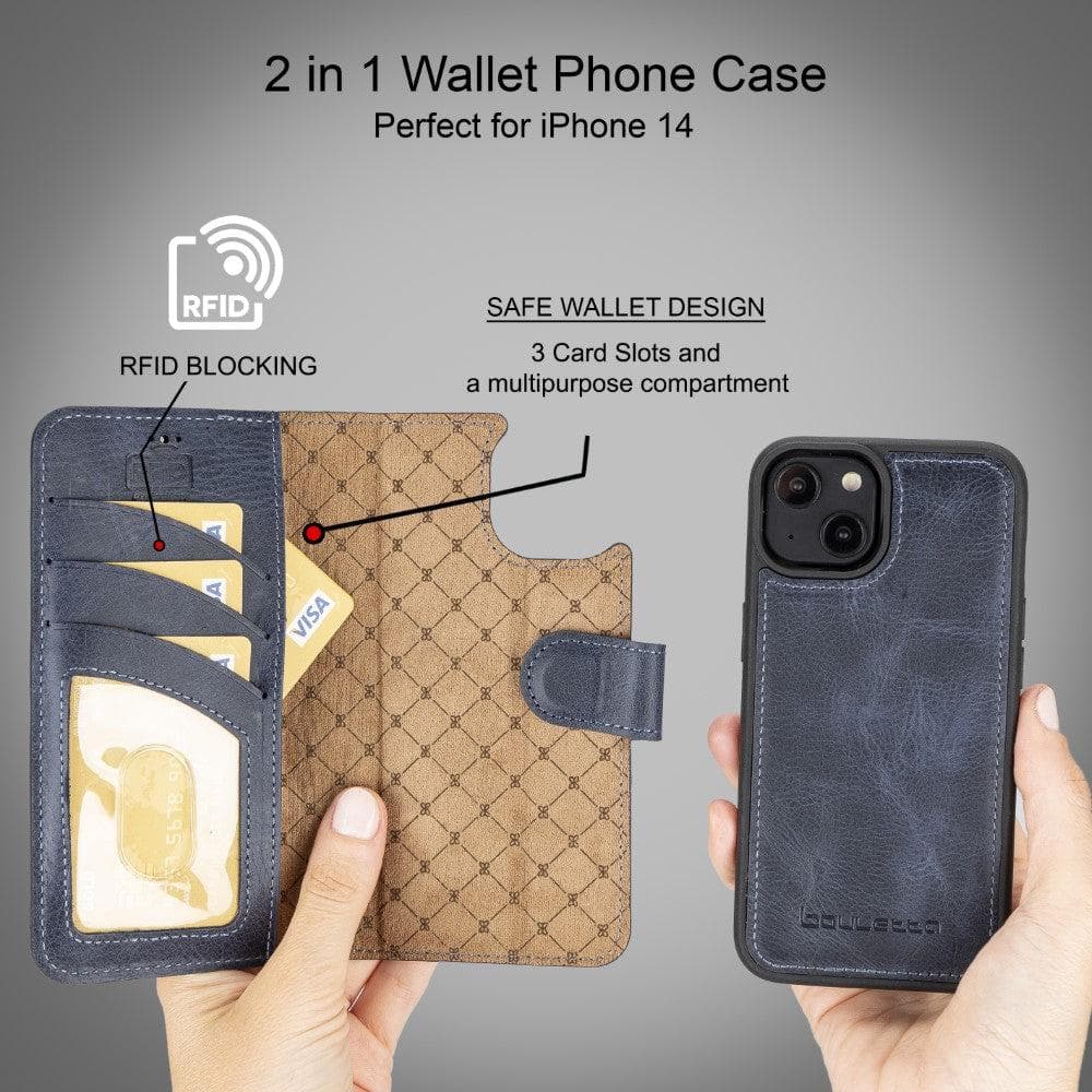 Magic iPhone 14 Pro Max Darker Color Leather Detachable Wallet Case