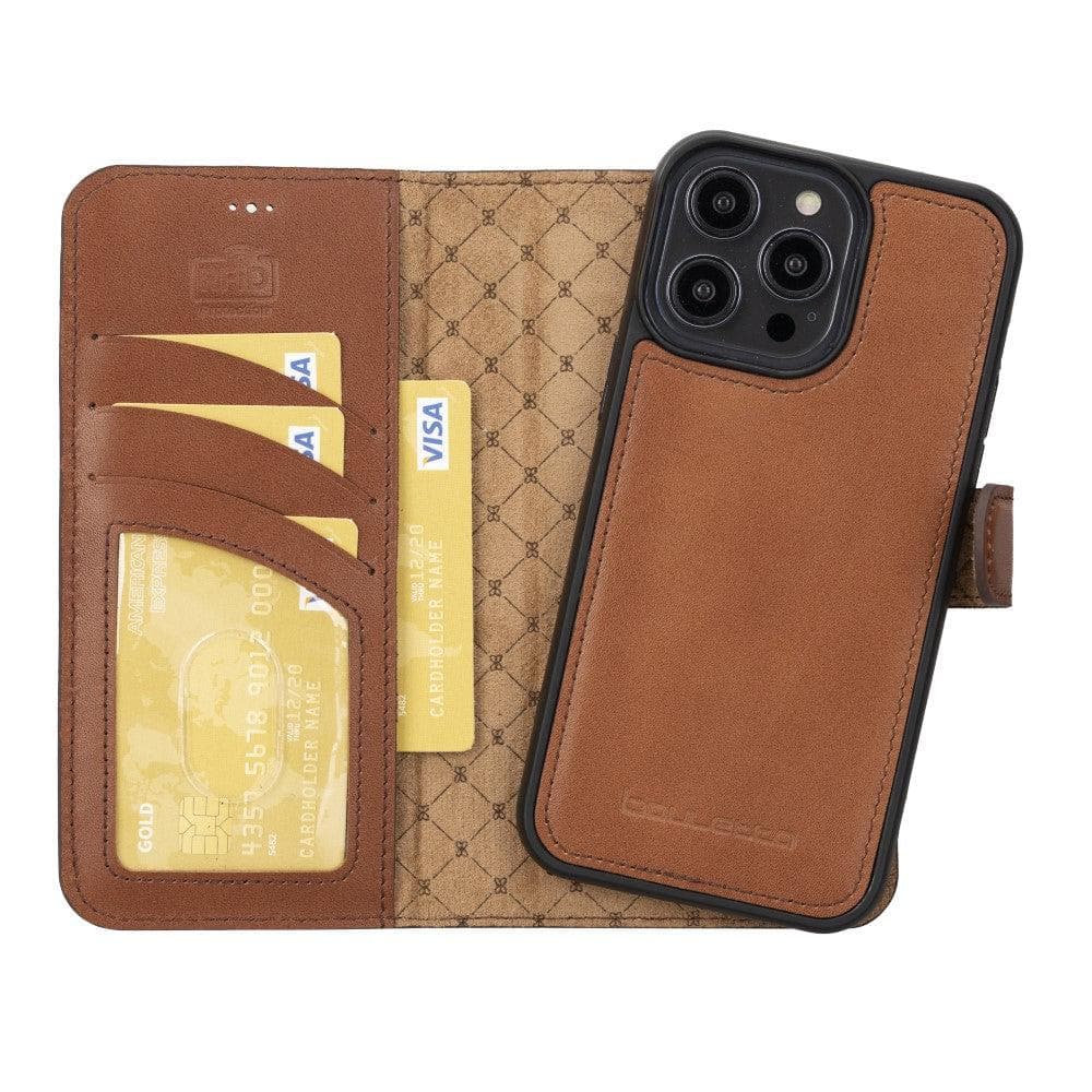 Magic iPhone 14 Pro Max Darker Color Leather Detachable Wallet Case