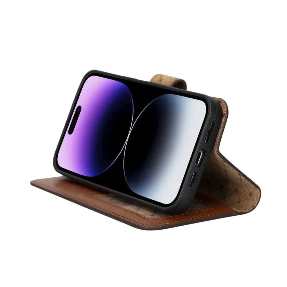 Magic iPhone 14 Pro Max Darker Color Leather Detachable Wallet Case