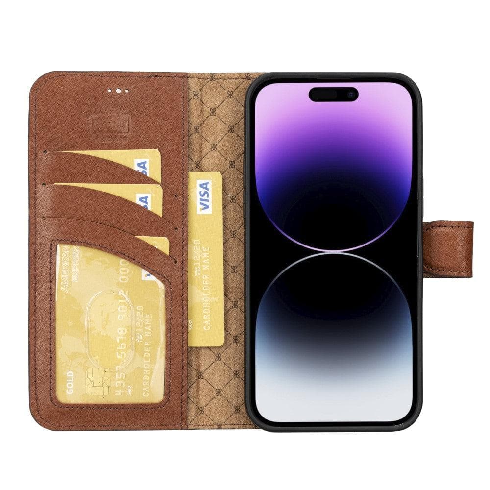 Magic iPhone 14 Pro Max Darker Color Leather Detachable Wallet Case