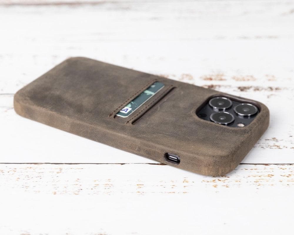 Rock Cover Leather iPhone 13 Case with Card Holder