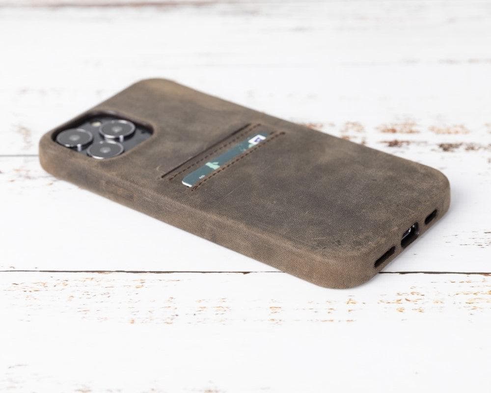 Rock Cover Leather iPhone 13 Case with Card Holder