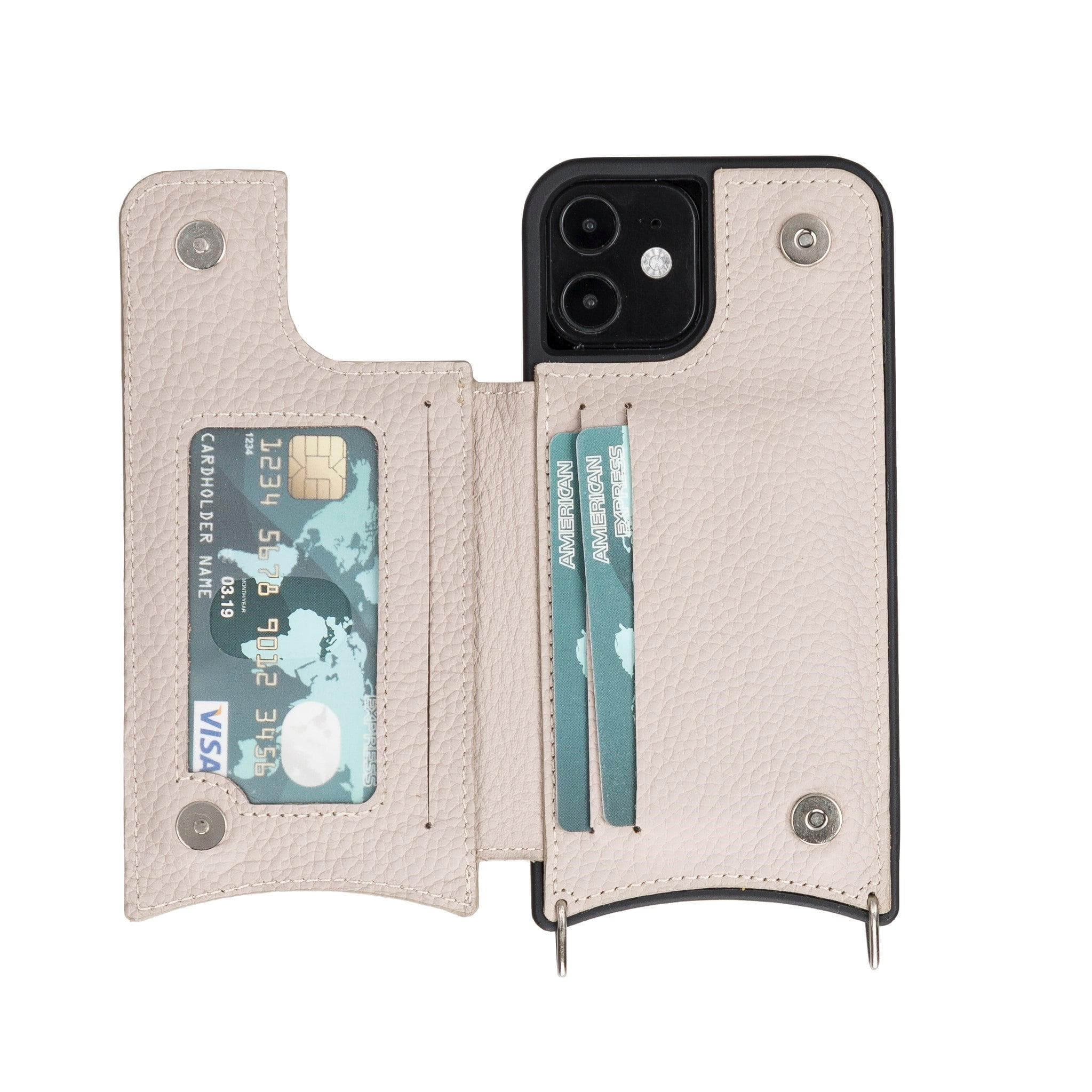 Saff iPhone 12 / 12 Pro Leather Case with Shoulder Strap