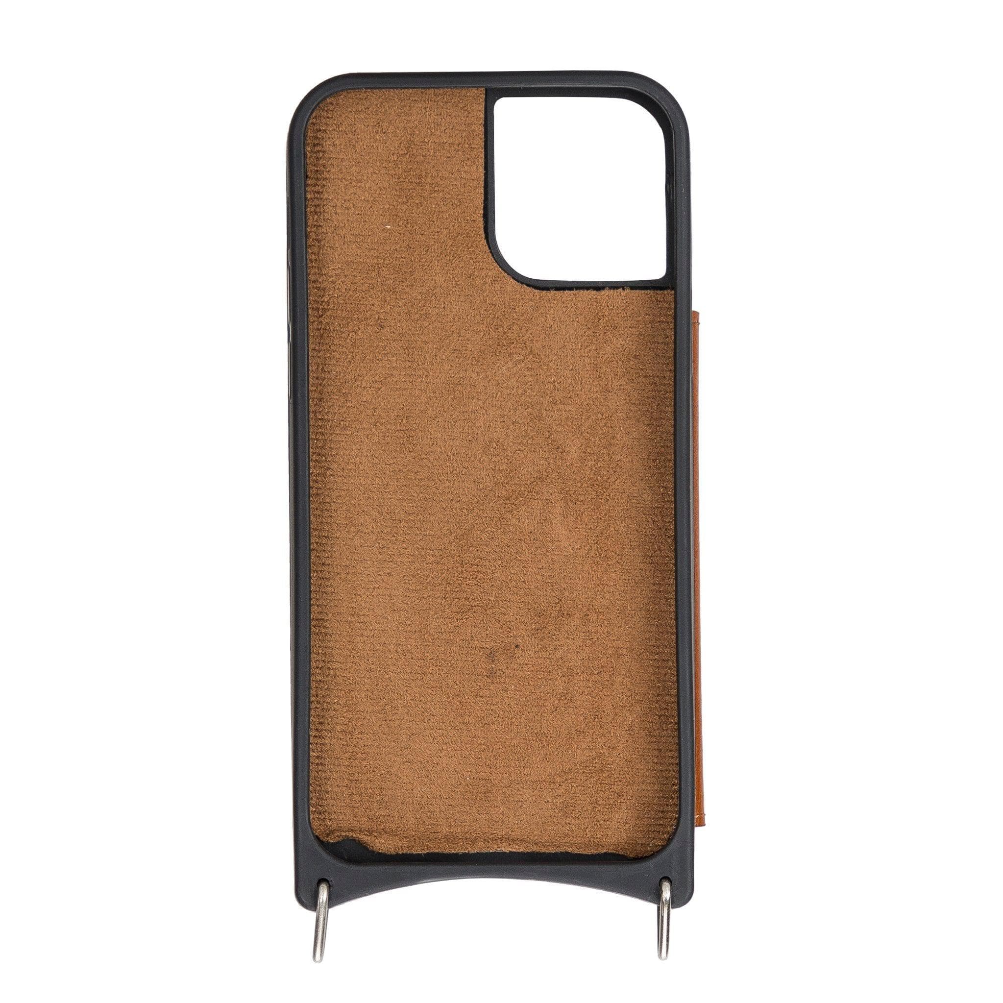 Saff iPhone 12 / 12 Pro Leather Case with Shoulder Strap