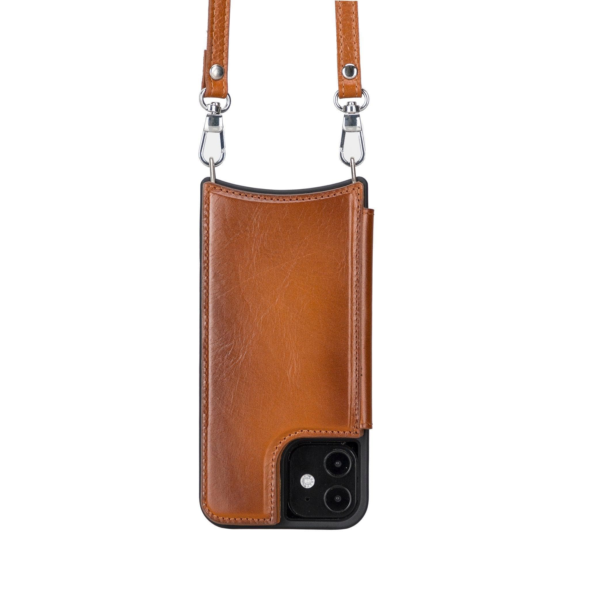 Saff iPhone 12 / 12 Pro Leather Case with Shoulder Strap